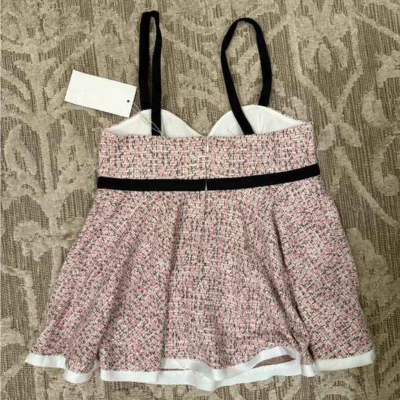 Zara Combination Structure Top Pink Black Tweed with Bow Ref 3644/172/620 NWT - Picture 9 of 13